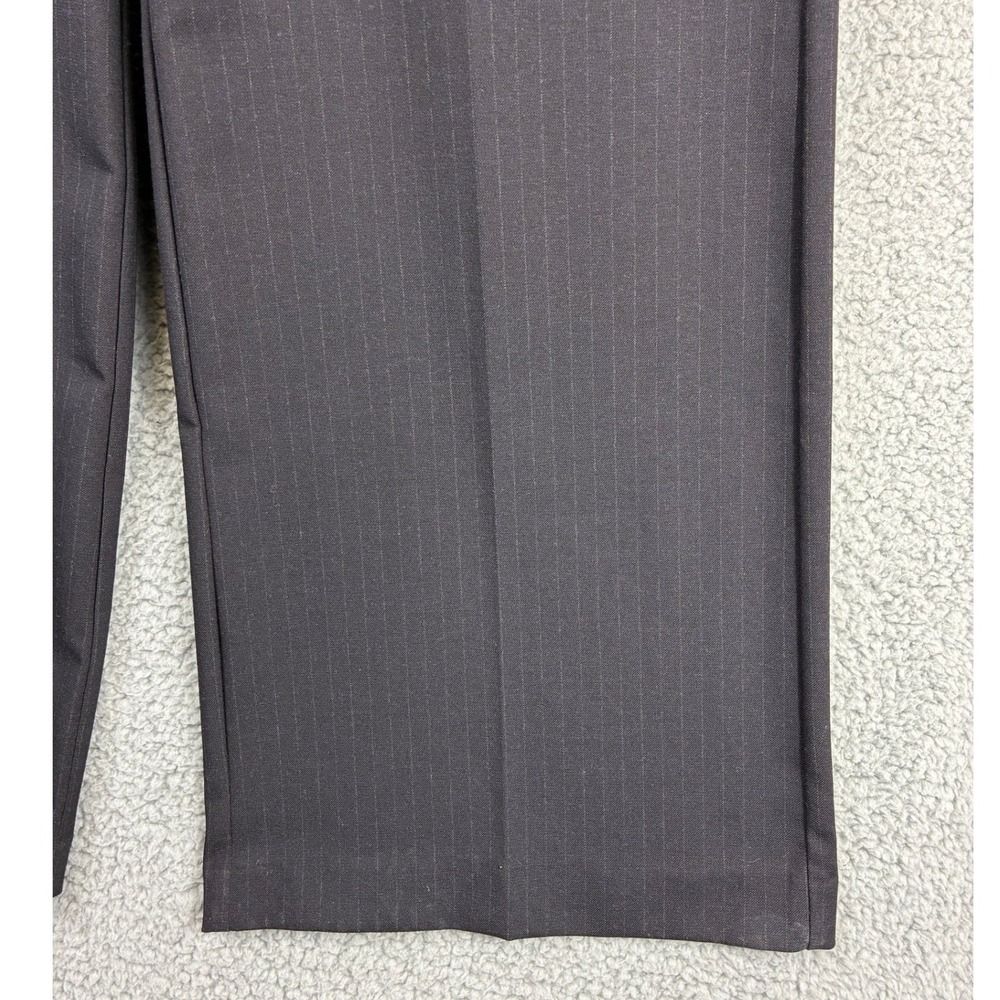 Zara Pinstripe Wide Leg Pants Women's Large Black Pleated Trousers High Waist - Picture 4 of 14